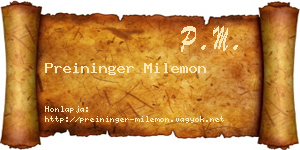 Preininger Milemon névjegykártya
